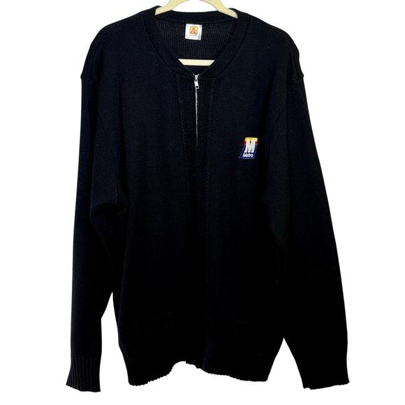 Uniform Work Cardigan Sweater Men's 2XL Black Full Zip Bus Driver Emblem Acrylic - Picture 1 of 3